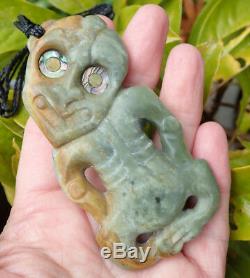 John Kerwin Artefact Style Nz Greenstone Pounamu Rare Inanga Jade Maori Hei Tiki