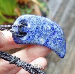 John Kerwin Hand Carved Badakhshan Cobalt Lapis Lazuli Maori Rei Niho Necklace