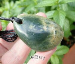 John Kerwin Rare Nz Greenstone Maori Pounamu Nephrite Flower Jade Pebble Pendant