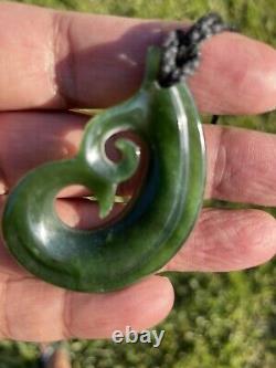 KAHURANGI Jade MAORI Pounamu Greenstone Dean's GEM QUALITY MFJ DOUBLE KORU HOOK