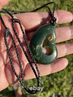 KAHURANGI Jade MAORI Pounamu Greenstone Dean's GEM QUALITY MFJ DOUBLE KORU HOOK