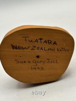 Kauri Wooden Carving Tuatara New Zealand Lizard Hand Carved 1993