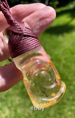 Koru Carved Ancient Nz Kauri Amber Kopal Kapia Maori Bound Hei Toki
