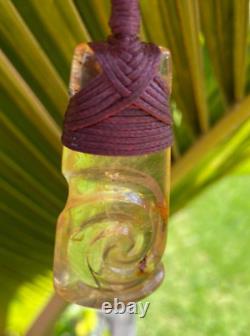 Koru Carved Ancient Nz Kauri Amber Kopal Kapia Maori Bound Hei Toki