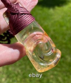 Koru Carved Ancient Nz Kauri Amber Kopal Kapia Maori Bound Hei Toki