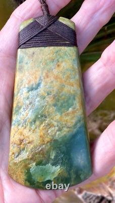 Large Nathan Jerry Rare Nz Raukaraka Pounamu Greenstone Jade Maori Hei Toki Adze