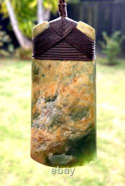 Large Nathan Jerry Rare Nz Raukaraka Pounamu Greenstone Jade Maori Hei Toki Adze