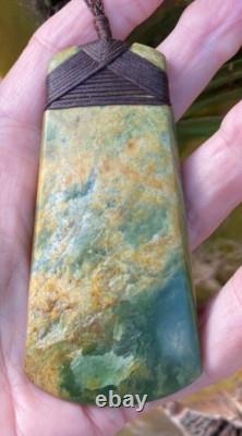 Large Nathan Jerry Rare Nz Raukaraka Pounamu Greenstone Jade Maori Hei Toki Adze