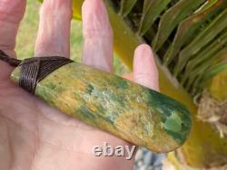 Large Nathan Jerry Rare Nz Raukaraka Pounamu Greenstone Jade Maori Hei Toki Adze