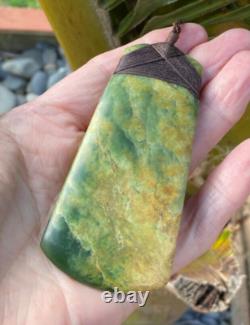 Large Nathan Jerry Rare Nz Raukaraka Pounamu Greenstone Jade Maori Hei Toki Adze