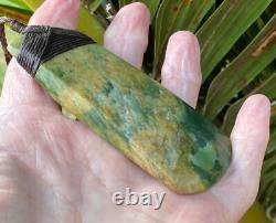 Large Nathan Jerry Rare Nz Raukaraka Pounamu Greenstone Jade Maori Hei Toki Adze