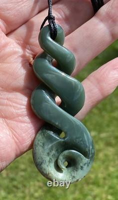 Large Nz Maori Inanga Greenstone Nephrite Jade Pikorua Quad Eternity Twist