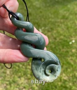 Large Nz Maori Inanga Greenstone Nephrite Jade Pikorua Quad Eternity Twist