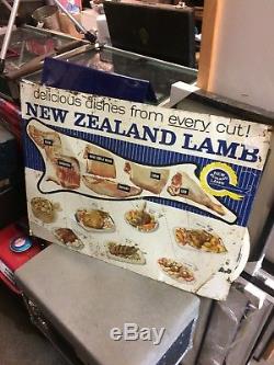 Large Vintage Metal New Zealand Lamb Butchers Shop Advertising Sign