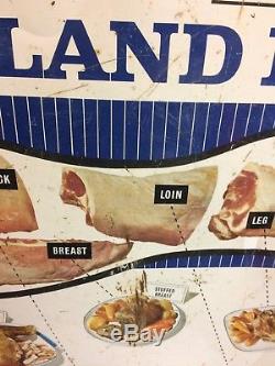 Large Vintage Metal New Zealand Lamb Butchers Shop Advertising Sign