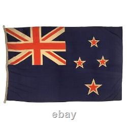 Large Vintage Wool Hand Painted New Zealand Cloth Ship Flag Nautical Union Jack