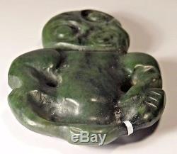 Late 19th C. Maori New Zealand Jade Pounamu Hei Tiki Greenstone Amulet