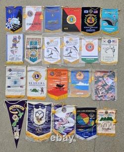 Lot of 22 Vintage Lions Club International Banners Japan New Zealand Korea