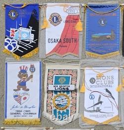 Lot of 22 Vintage Lions Club International Banners Japan New Zealand Korea