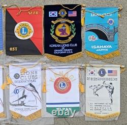Lot of 22 Vintage Lions Club International Banners Japan New Zealand Korea
