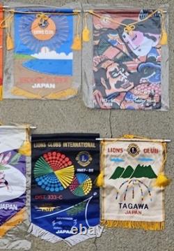 Lot of 22 Vintage Lions Club International Banners Japan New Zealand Korea