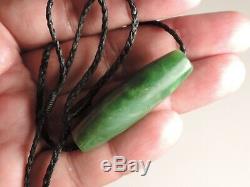 MAORI Pounamu Greenstone Nephrite'KAHURANGI Jade INANGA SPOTS' HAND CARVED BEAD