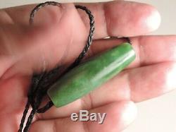 MAORI Pounamu Greenstone Nephrite'KAHURANGI Jade INANGA SPOTS' HAND CARVED BEAD