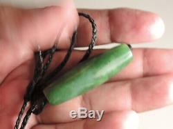 MAORI Pounamu Greenstone Nephrite'KAHURANGI Jade INANGA SPOTS' HAND CARVED BEAD