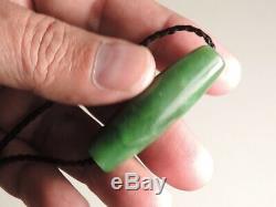 MAORI Pounamu Greenstone Nephrite'KAHURANGI Jade INANGA SPOTS' HAND CARVED BEAD