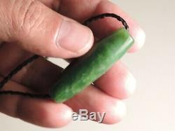 MAORI Pounamu Greenstone Nephrite'KAHURANGI Jade INANGA SPOTS' HAND CARVED BEAD