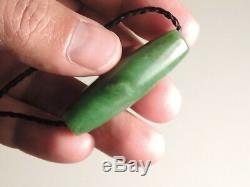 MAORI Pounamu Greenstone Nephrite'KAHURANGI Jade INANGA SPOTS' HAND CARVED BEAD