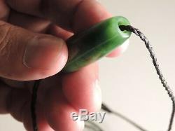 MAORI Pounamu Greenstone Nephrite'KAHURANGI Jade INANGA SPOTS' HAND CARVED BEAD