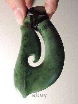 MASSIVE Beautiful MARSDEN KOKOPU JADE Maori Pounamu NEPHRITE DEAN's FISH HOOK