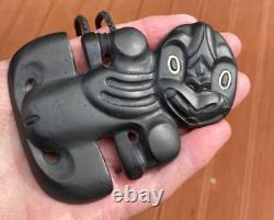 Magnificent 4.4 T M Marama Black Tourmaline Maori Hei Tiki