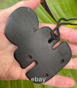 Magnificent 4.4 T M Marama Black Tourmaline Maori Hei Tiki