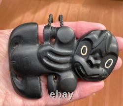 Magnificent 4.4 T M Marama Black Tourmaline Maori Hei Tiki