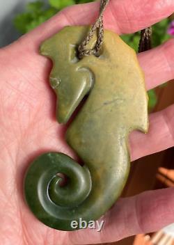 Magnificent J Kerwin Maori Raukaraka Greenstone Nephrite Jade Seahorse