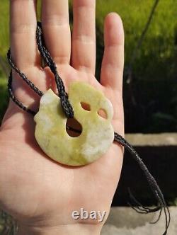 Manaia Maori Pendant Double Manaia Hand Carved Jade Abalone Shell New Zealand