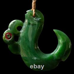 Maori Art, Jade Pendant, New Zealand Craft, Natural Jade Hook Pendant, Pounamu