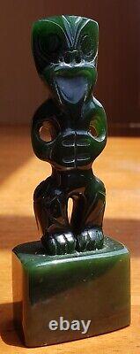 Maori Carved Pounamu Tiki New Zealand Oceania Vintage 3.5 Inch