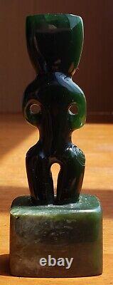 Maori Carved Pounamu Tiki New Zealand Oceania Vintage 3.5 Inch