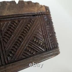 Maori Carved Wood Box 4 6/8 Tiki Paua Abalone Shell Eyes New Zealand Vintage