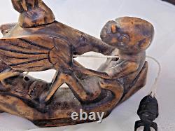 Maori Ceremonial Fishing Reel Hand Carved New Zealand Art One of a Kind