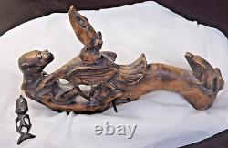 Maori Ceremonial Fishing Reel Hand Carved New Zealand Art One of a Kind