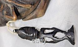 Maori Ceremonial Fishing Reel Hand Carved New Zealand Art One of a Kind