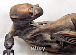 Maori Ceremonial Fishing Reel Hand Carved New Zealand Art One of a Kind