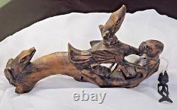 Maori Ceremonial Fishing Reel Hand Carved New Zealand Art One of a Kind