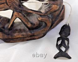 Maori Ceremonial Fishing Reel Hand Carved New Zealand Art One of a Kind