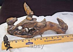 Maori Ceremonial Fishing Reel Hand Carved New Zealand Art One of a Kind