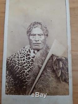 Maori Chief Rare 1860s antique album photo NEW ZEALAND photo ORIGINAL